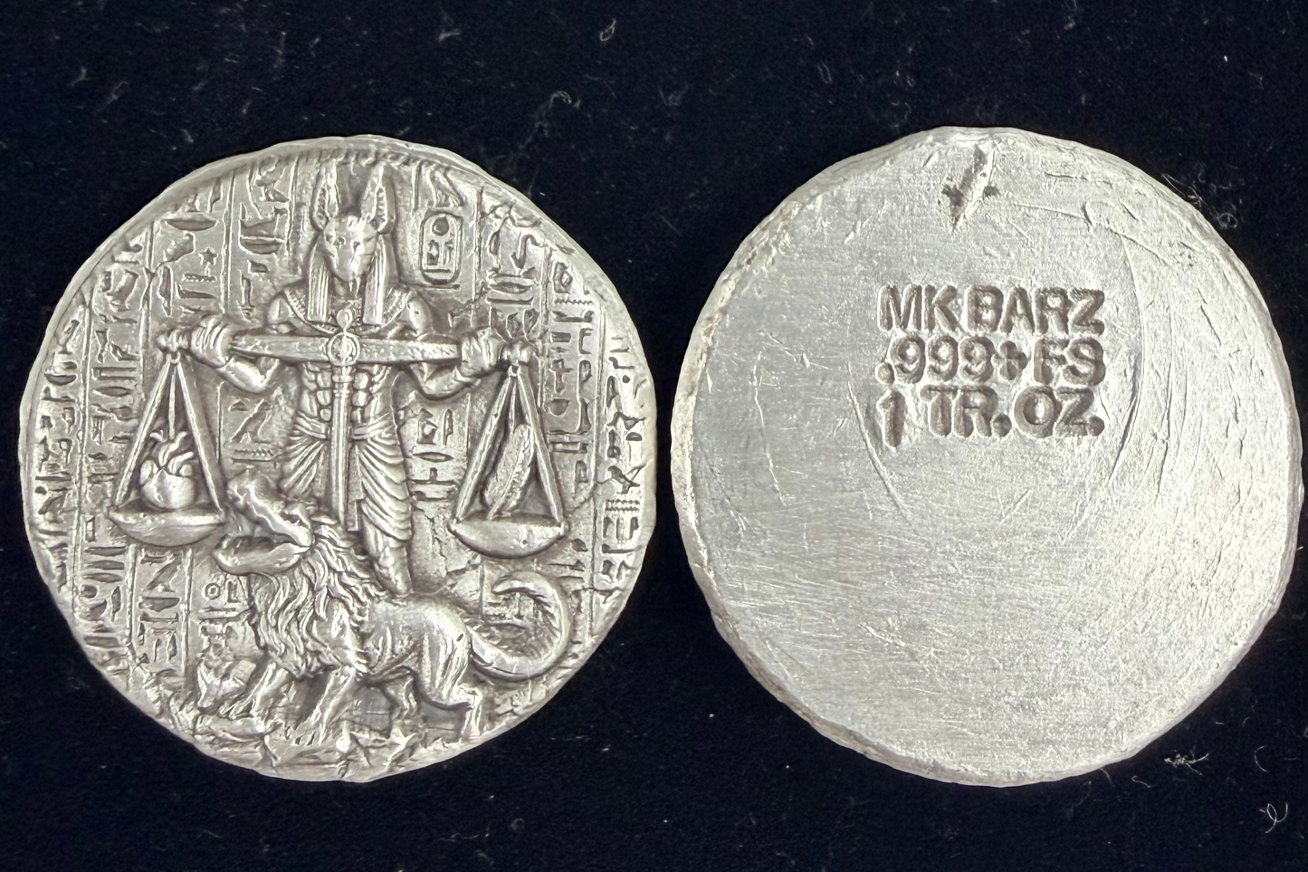 1 ozt. MK BarZ "Anubis Returns" .999 FS Hand Poured