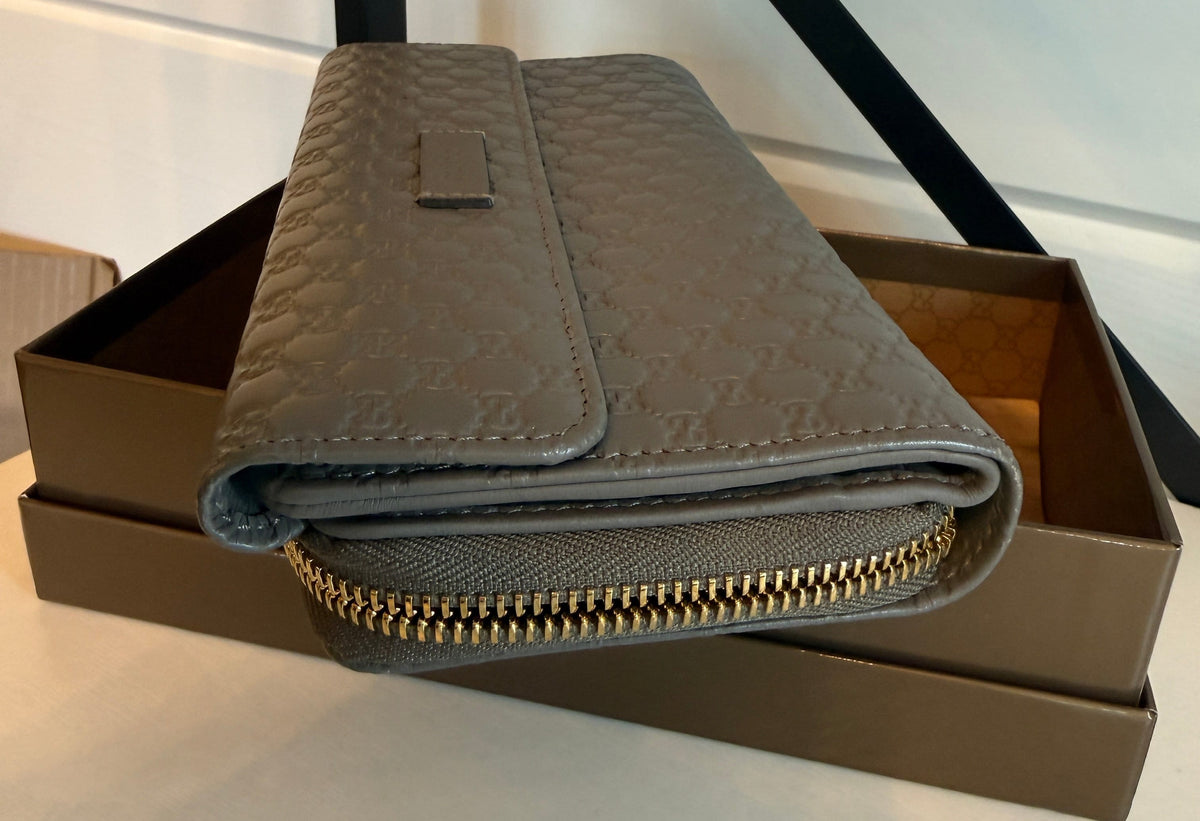 Gucci Micro Guccissima Leather Long Wallet Gray