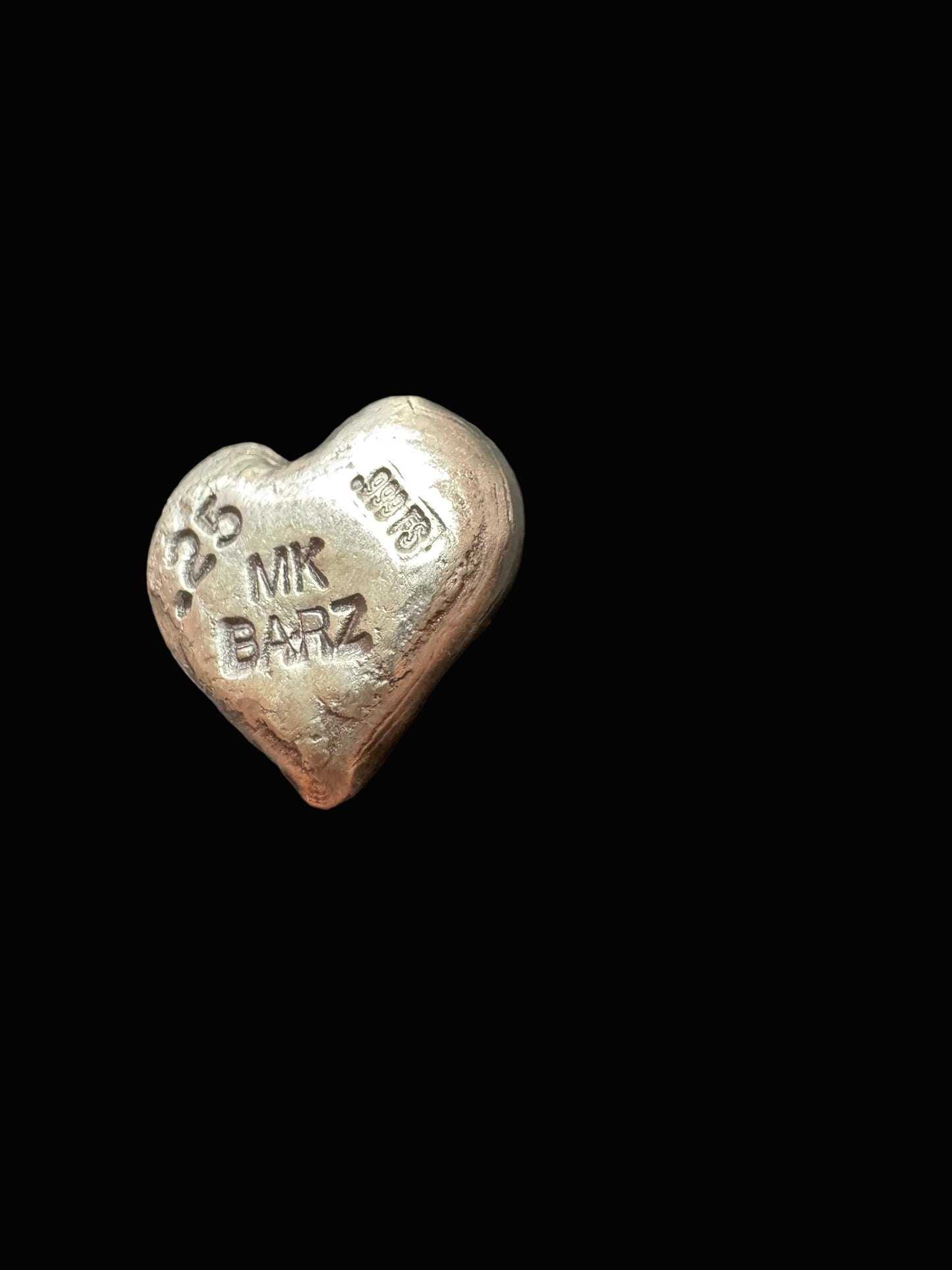 .25 ozt MK BarZ "Mini Heart" Hand Poured .999 FS