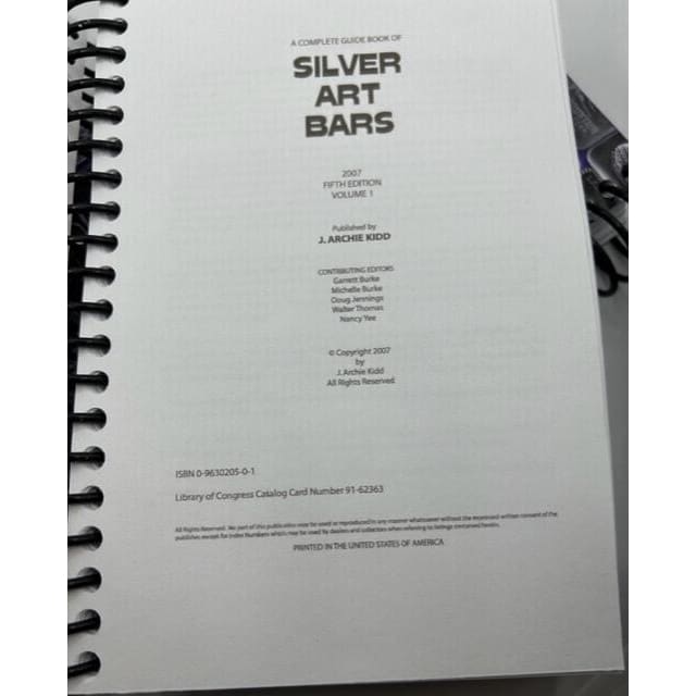 BRAND NEW COMPACT Archie Kidd’s 5th Edition Guide Book of Silver Art Bars & Art Rounds
