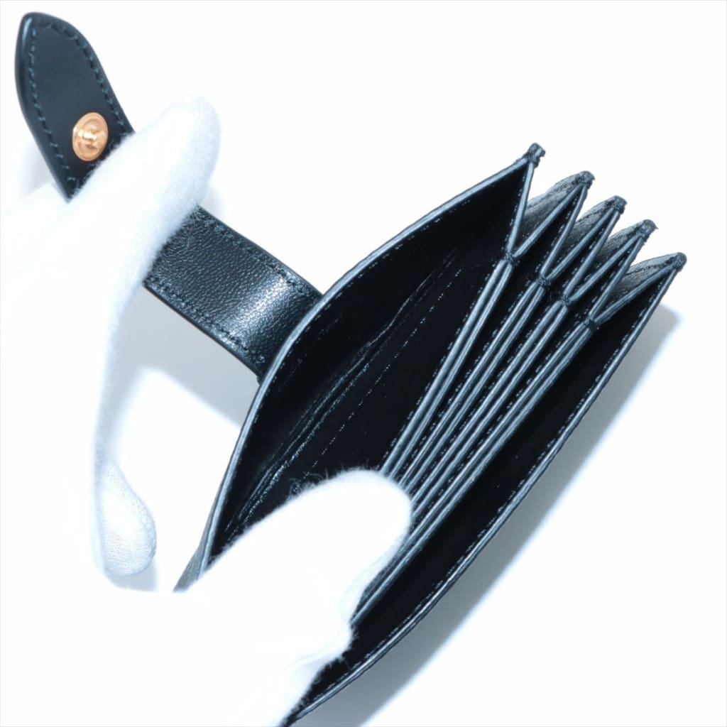 Celine Concertina Card Holder in Black Grained Leather - black / leather / card holder