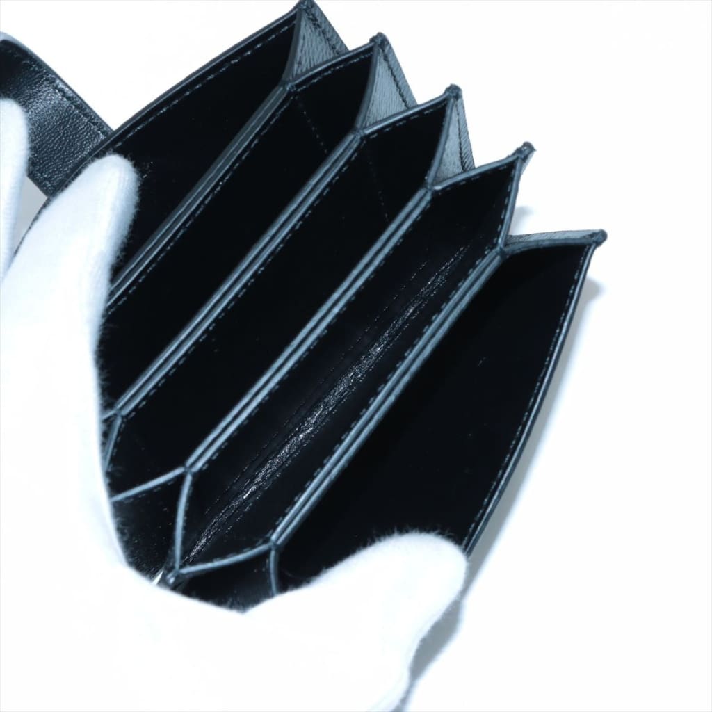 Celine Concertina Card Holder in Black Grained Leather - black / leather / card holder