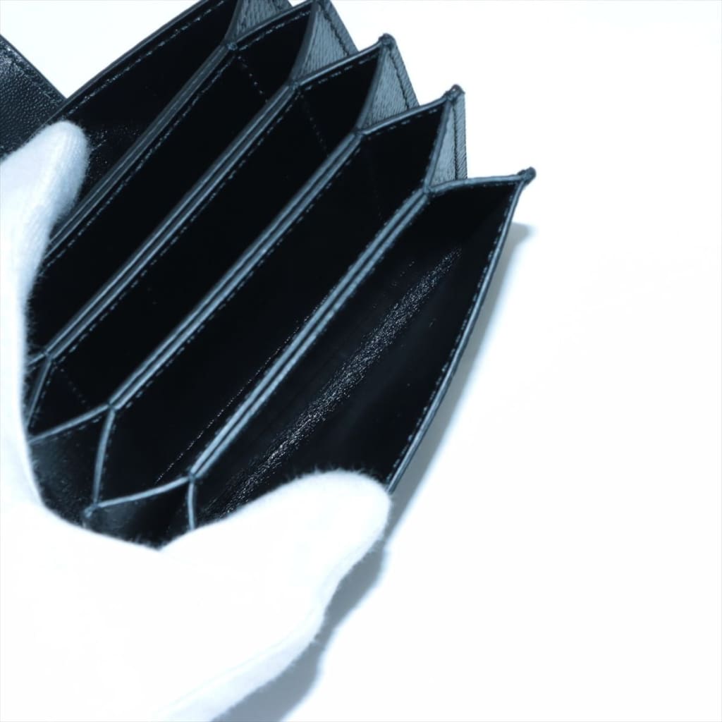 Celine Concertina Card Holder in Black Grained Leather - black / leather / card holder