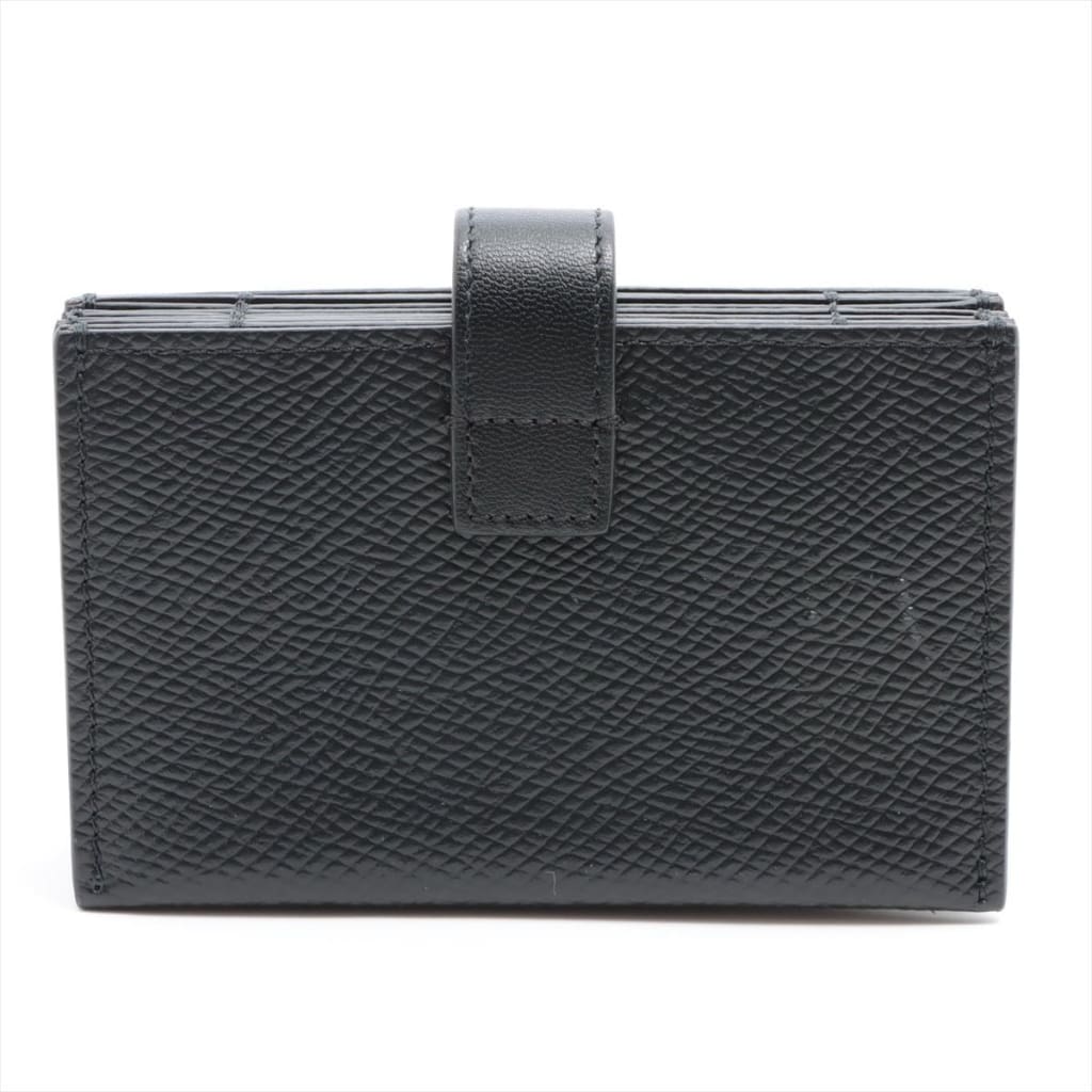 Celine Concertina Card Holder in Black Grained Leather - black / leather / card holder