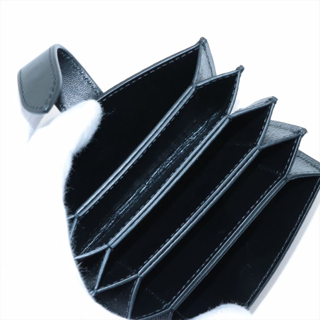 Celine Concertina Card Holder in Black Grained Leather - black / leather / card holder