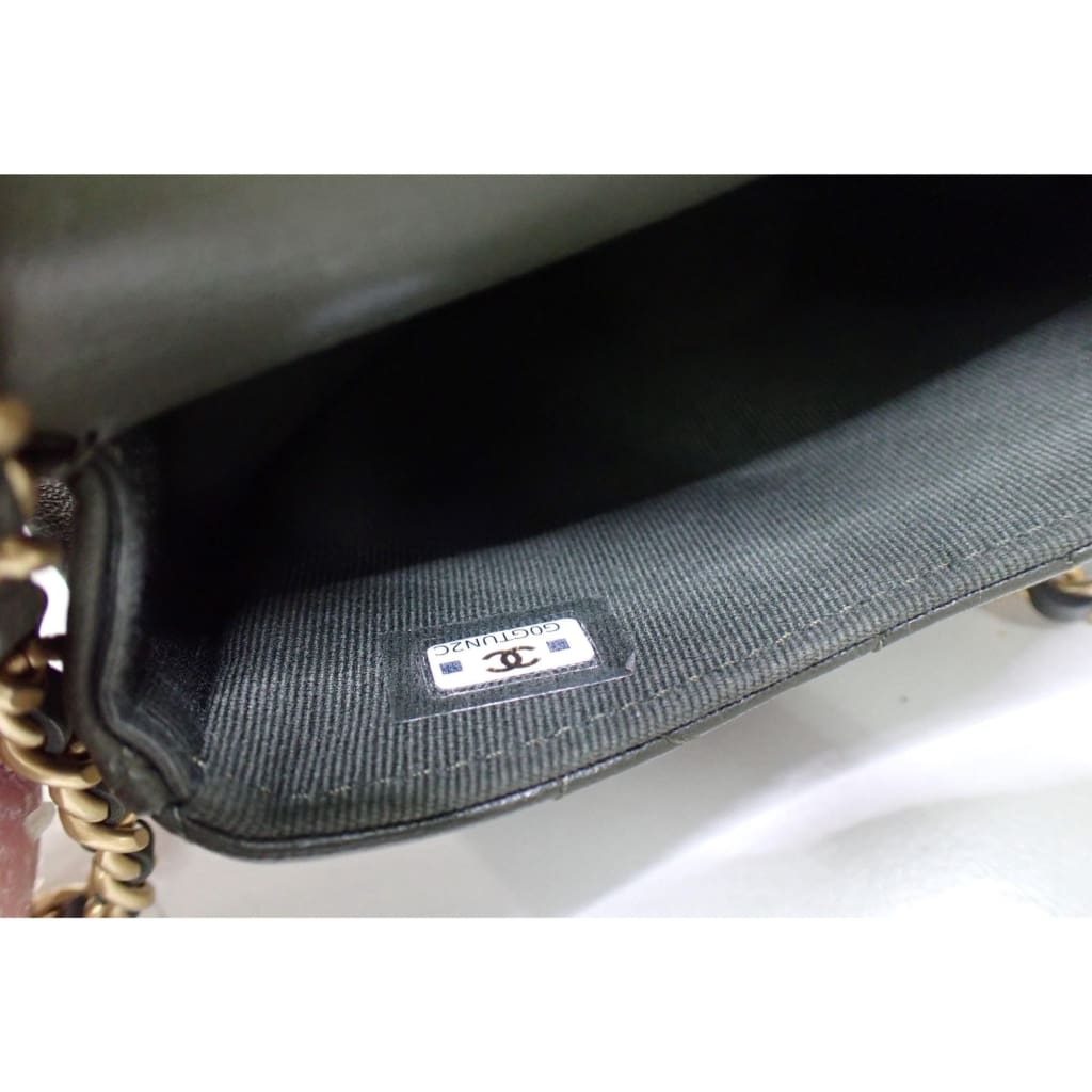 Chanel Khaki Green Quilted Calfskin Leather Mini Coco Mail Clutch with Chain Bag - Green / leather / clutch