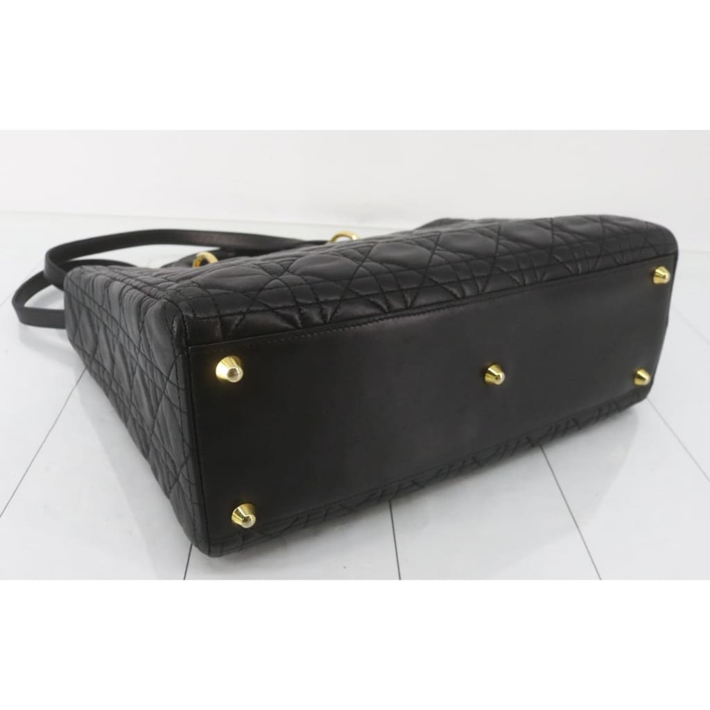 Dior Lady Dior Large Black Lambskin Handbag - black / Leather / shoulder bag