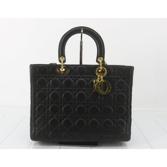 Dior Lady Dior Large Black Lambskin Handbag - black / Leather / shoulder bag