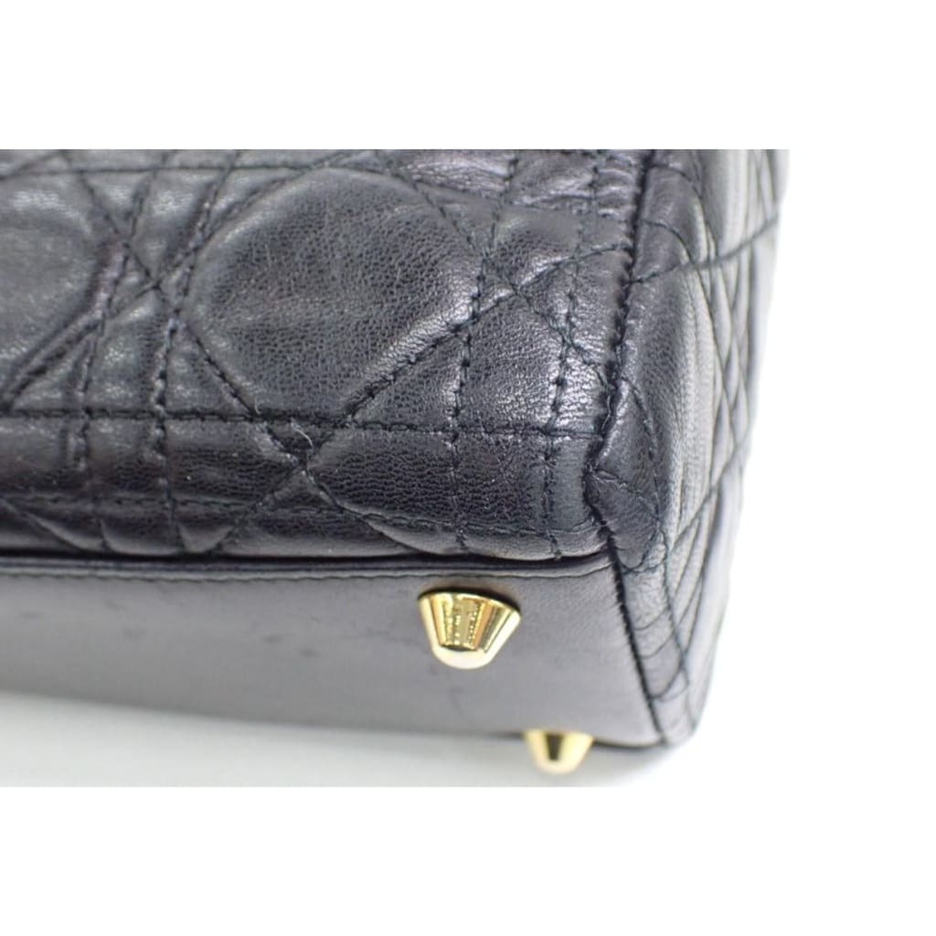 Dior Lady Dior Large Black Lambskin Handbag - black / Leather / shoulder bag