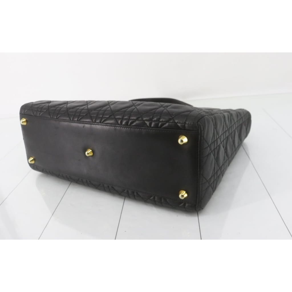 Dior Lady Dior Large Black Lambskin Handbag - black / Leather / shoulder bag