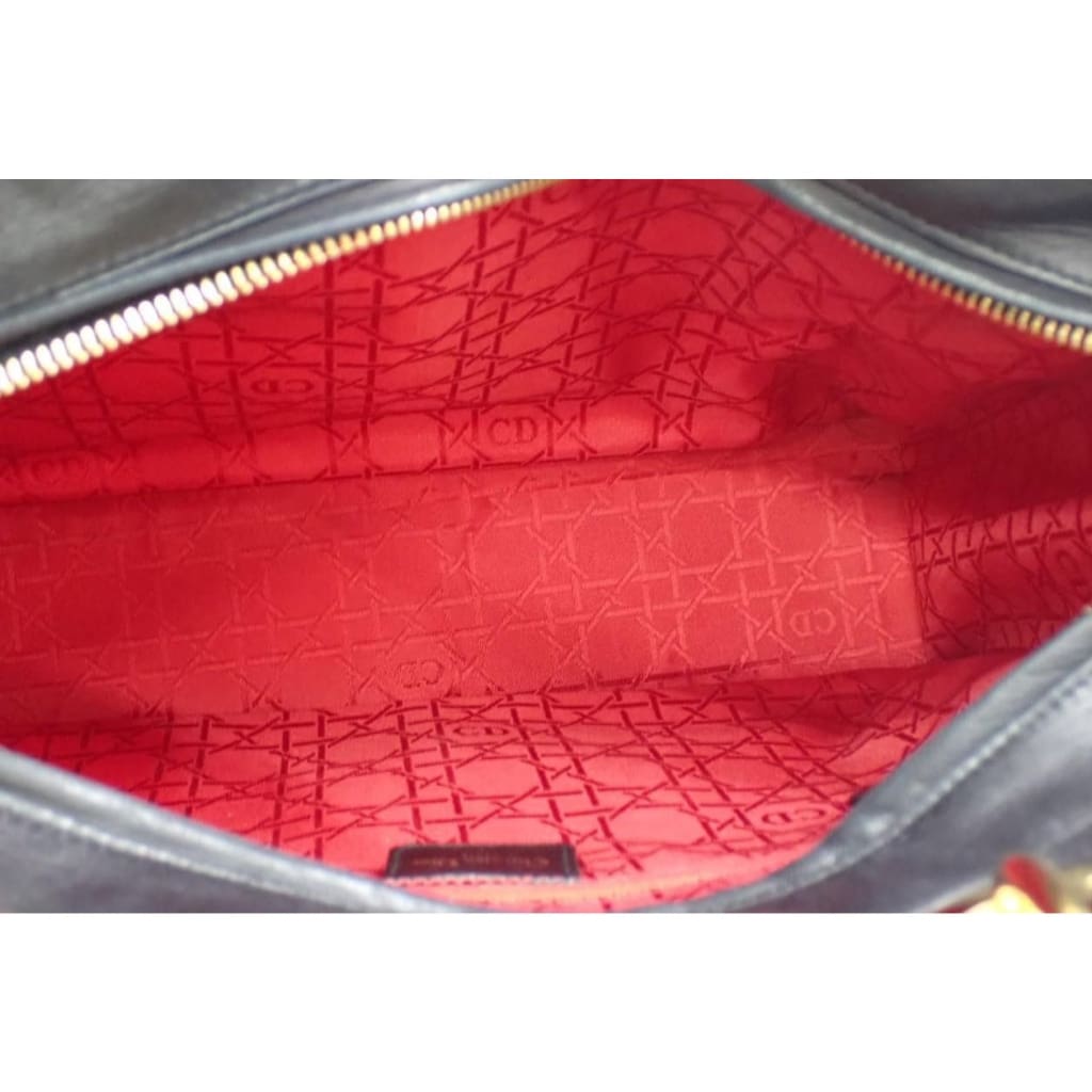 Dior Lady Dior Large Black Lambskin Handbag - black / Leather / shoulder bag