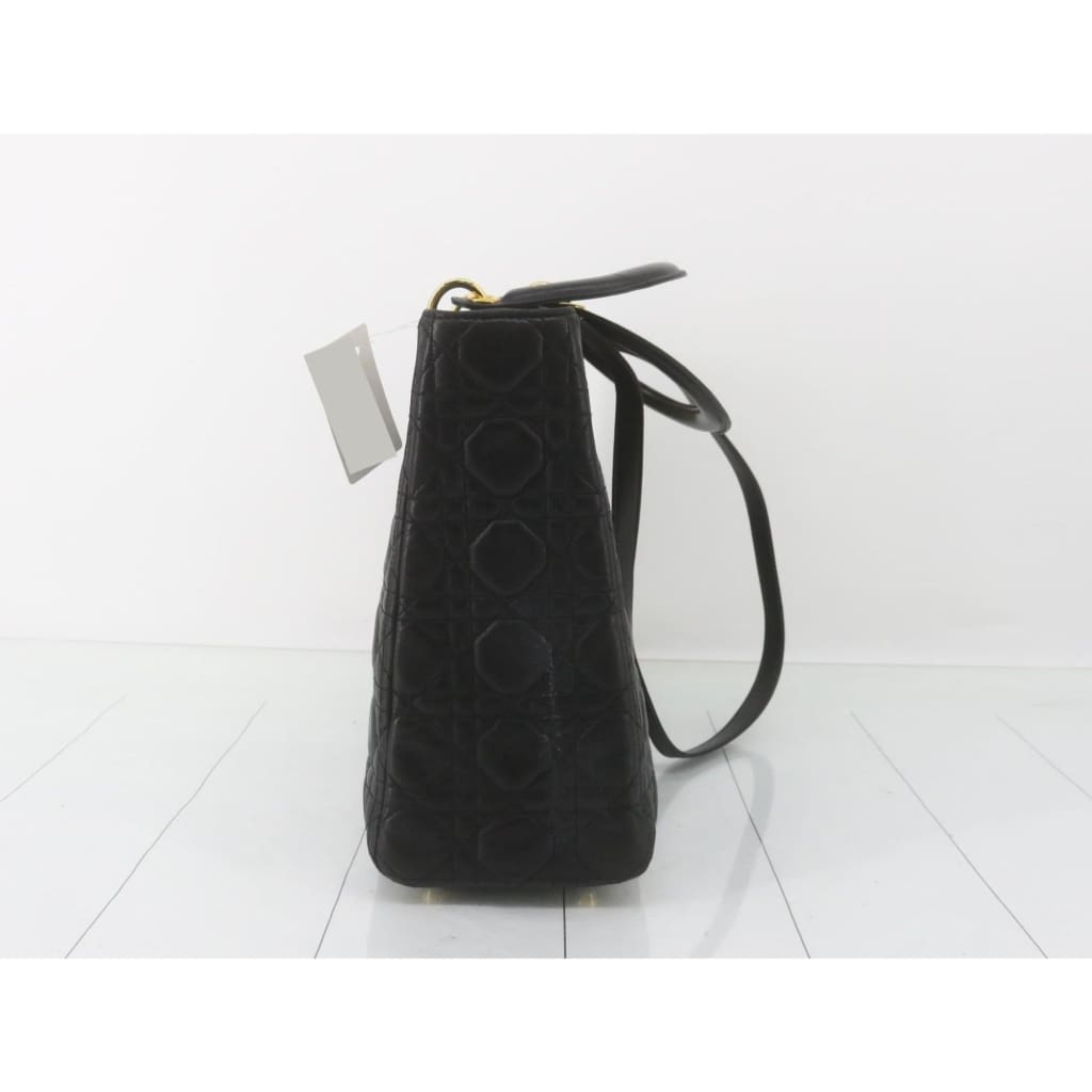 Dior Lady Dior Large Black Lambskin Handbag - black / Leather / shoulder bag