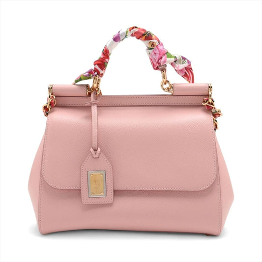 Dolce & Gabbana Dauphine Miss Sicily Satchel With Scarf Pink 2-way Bag (MSRP $2750) - pink / leather / shoulder bag