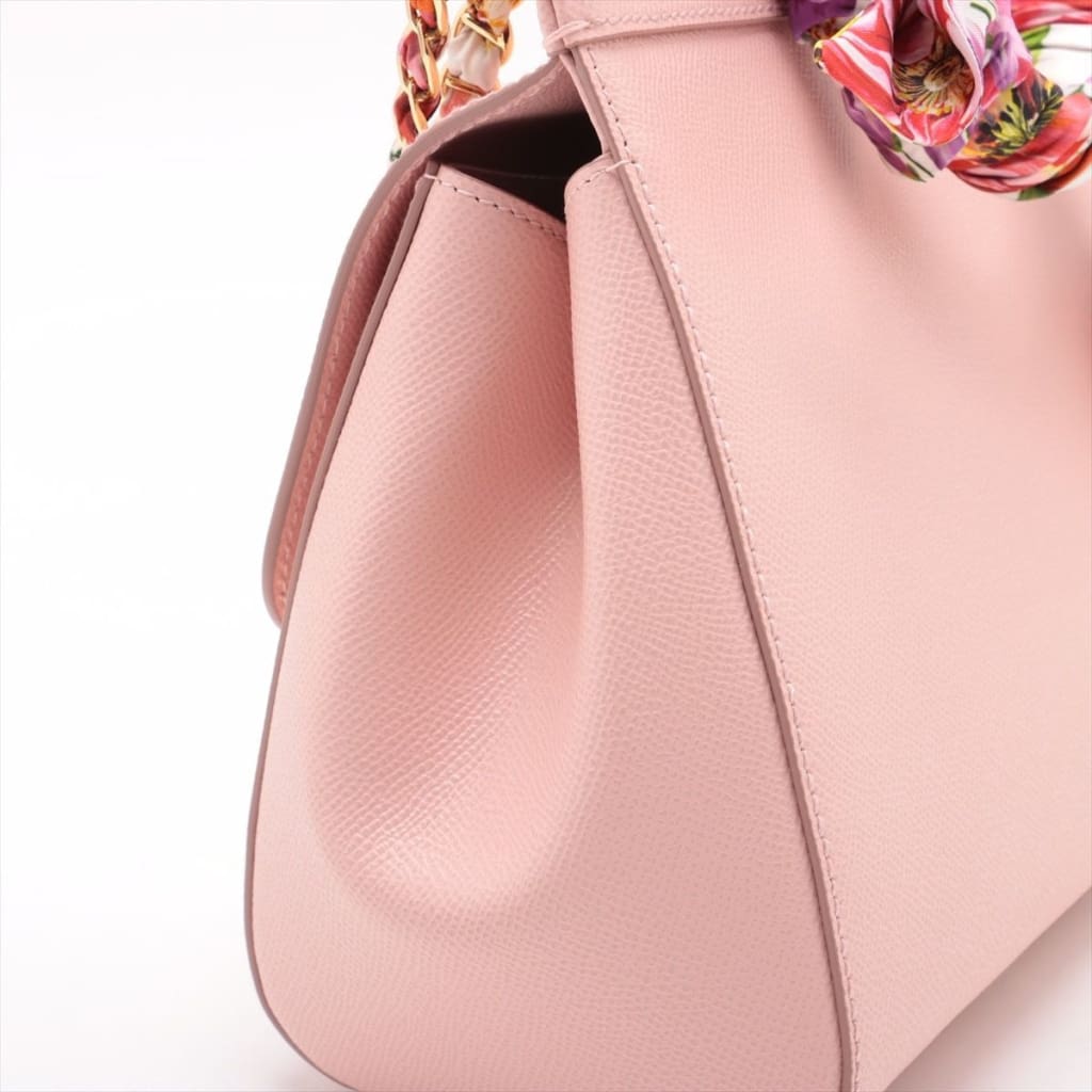 Dolce & Gabbana Dauphine Miss Sicily Satchel With Scarf Pink 2-way Bag (MSRP $2750) - pink / leather / shoulder bag