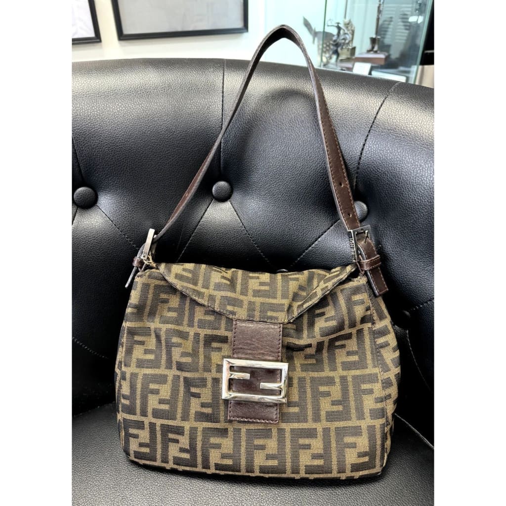 FENDI Zucca Print Canvas Baguette Bag MSRP 1500 MK BARZ AND BULLION