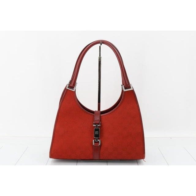 Gucci GG Canvas Jackie Bardot Bag in Red - red / canvas / bag