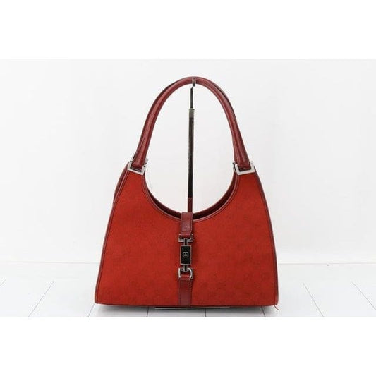 Gucci GG Canvas Jackie Bardot Bag in Red - red / canvas / bag