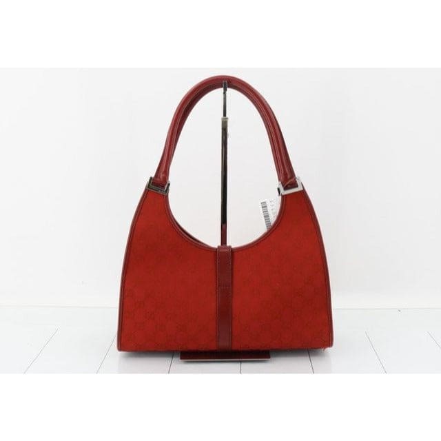 Gucci GG Canvas Jackie Bardot Bag in Red - red / canvas / bag
