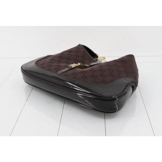 Gucci GG Canvas Jackie Hobo Chain Shoulder Bag - black / canvas / bag