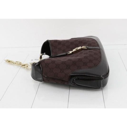 Gucci GG Canvas Jackie Hobo Chain Shoulder Bag - black / canvas / bag