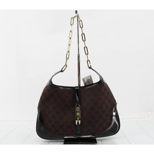 Gucci GG Canvas Jackie Hobo Chain Shoulder Bag - black / canvas / bag