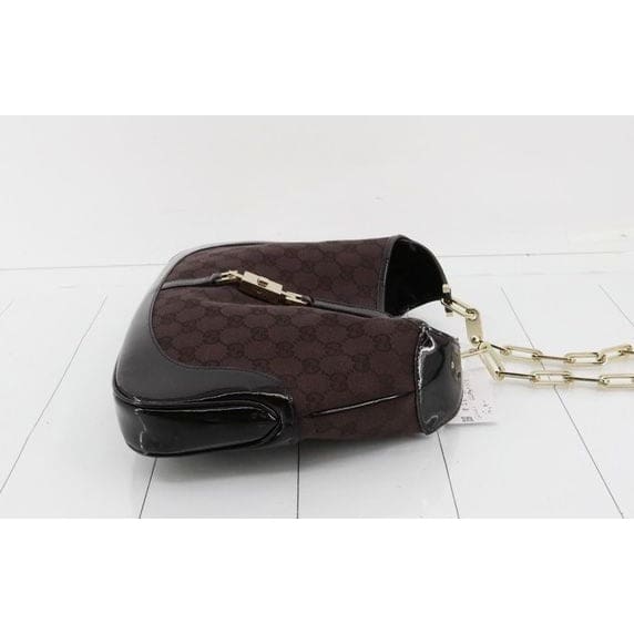 Gucci GG Canvas Jackie Hobo Chain Shoulder Bag - black / canvas / bag