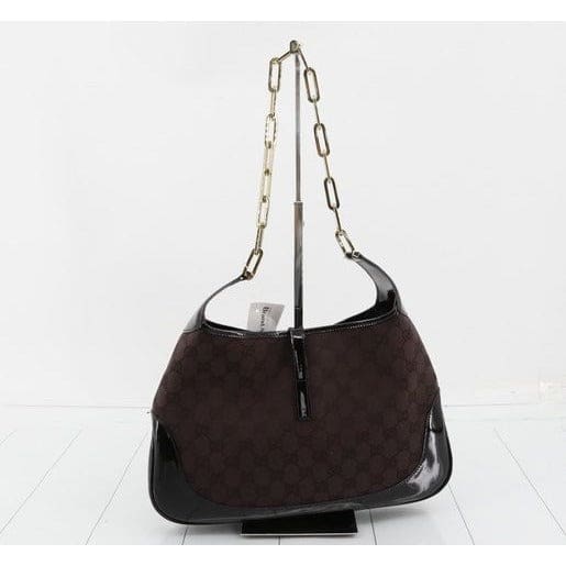 Gucci GG Canvas Jackie Hobo Chain Shoulder Bag - black / canvas / bag