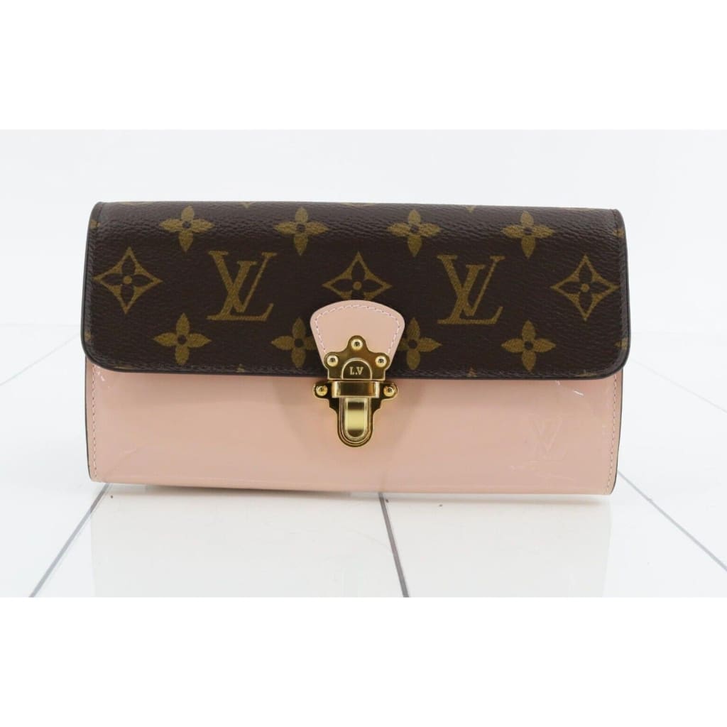 Louis Vuitton Cherry Wood Pink and Brown Portofeuil Long Wallet #35 - Pink / folding