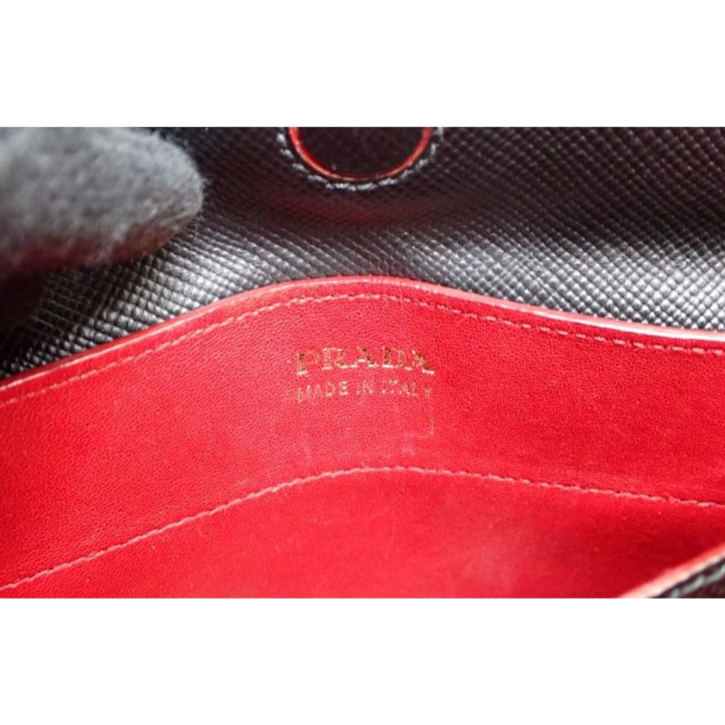 Prada Saffiano Cuir Medium Double Bag (MSRP $4750) - black / Leather / shoulder bag