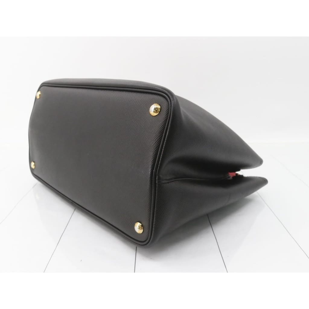 Prada Saffiano Cuir Medium Double Bag (MSRP $4750) - black / Leather / shoulder bag