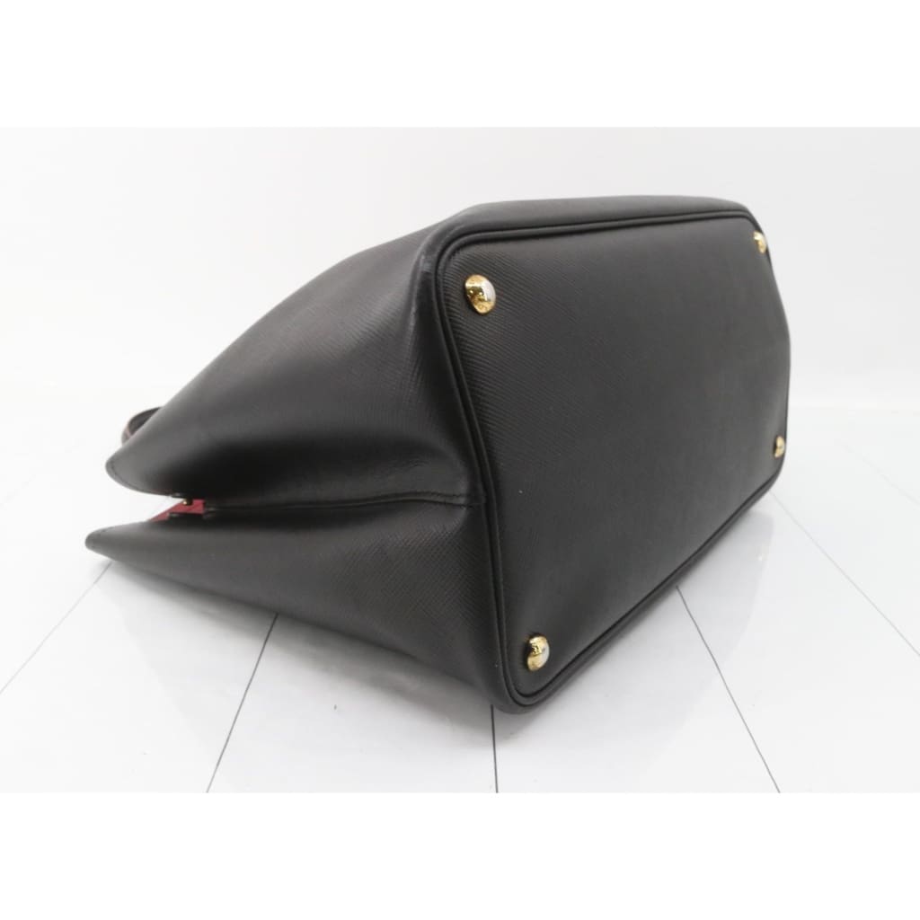 Prada Saffiano Cuir Medium Double Bag (MSRP $4750) - black / Leather / shoulder bag