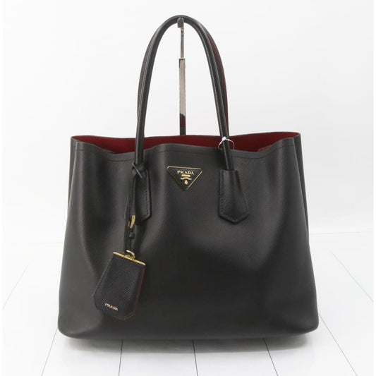 Prada Saffiano Cuir Medium Double Bag (MSRP $4750) - black / Leather / shoulder bag