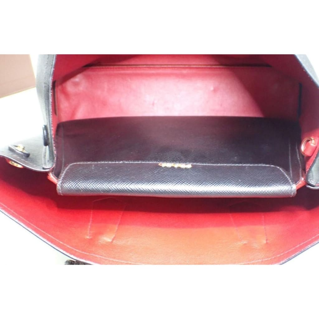 Prada Saffiano Cuir Medium Double Bag (MSRP $4750) - black / Leather / shoulder bag