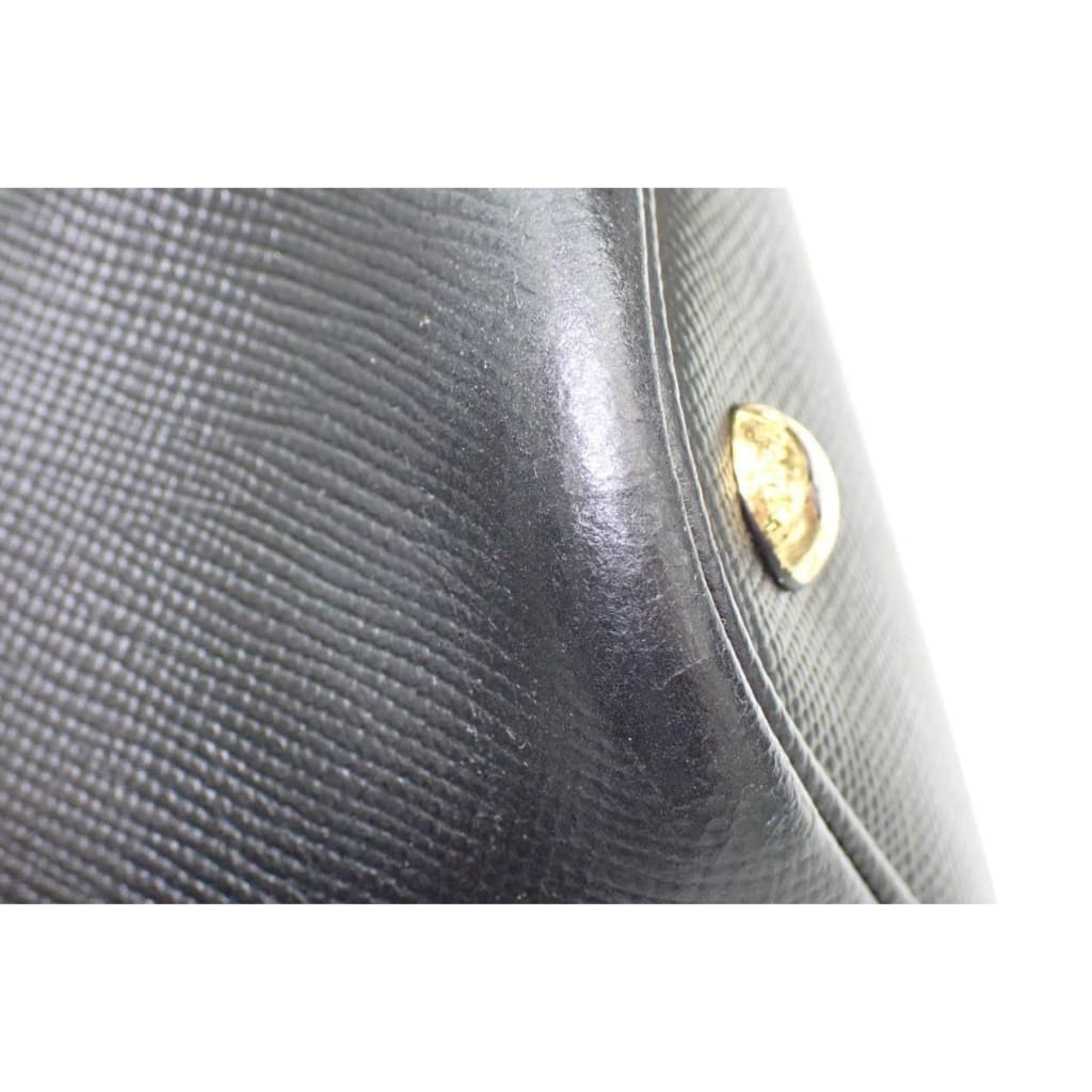 Prada Saffiano Cuir Medium Double Bag (MSRP $4750) - black / Leather / shoulder bag