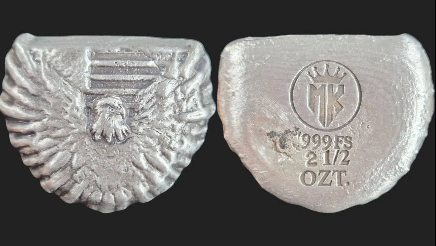 2.5 Ozt. MK BarZ "The American Eagle" Hand Poured .999FS - MK BARZ AND BULLION