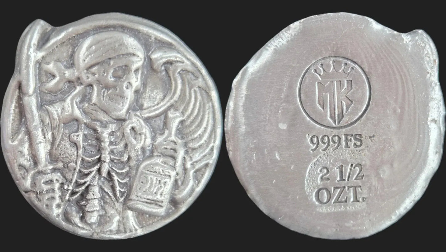 2.5 Ozt. MK BarZ "Where's the Rum?" Hand Poured .999FS - MK BARZ AND BULLION