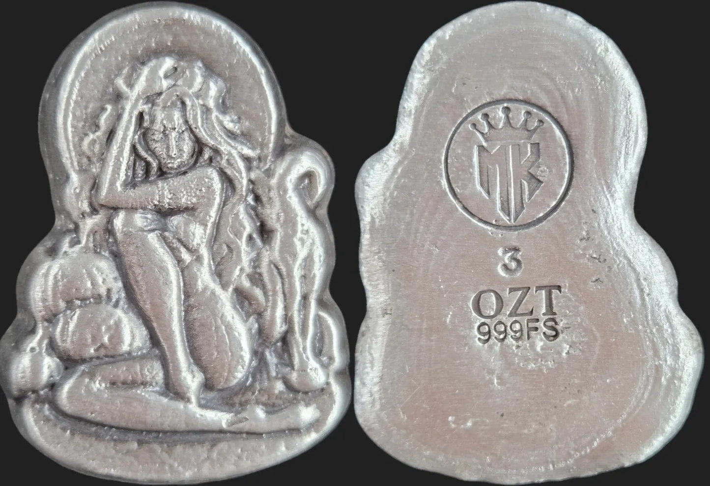 3 Ozt. Hand Poured Silver The Pumpkin Queen by MKBarz - MK BARZ AND BULLION
