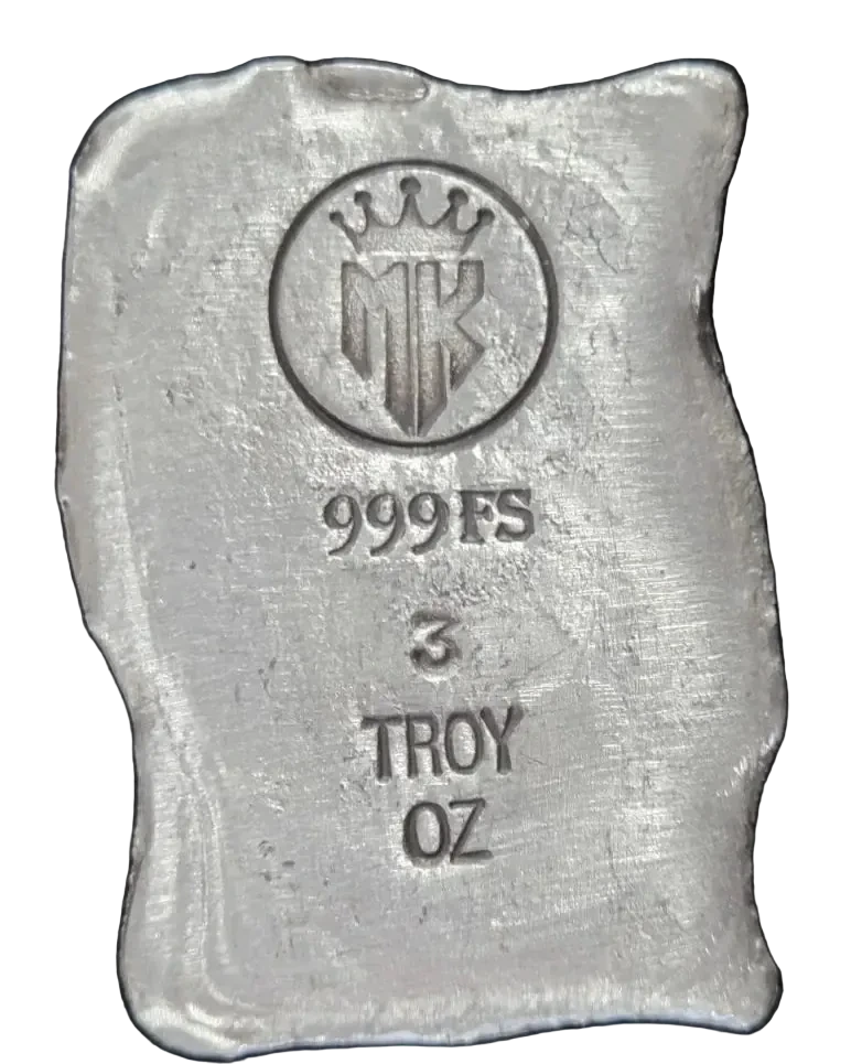 3 Troy Oz MK BarZ "Pirate Flag" Hand Poured .999 FS - MK BARZ AND BULLION
