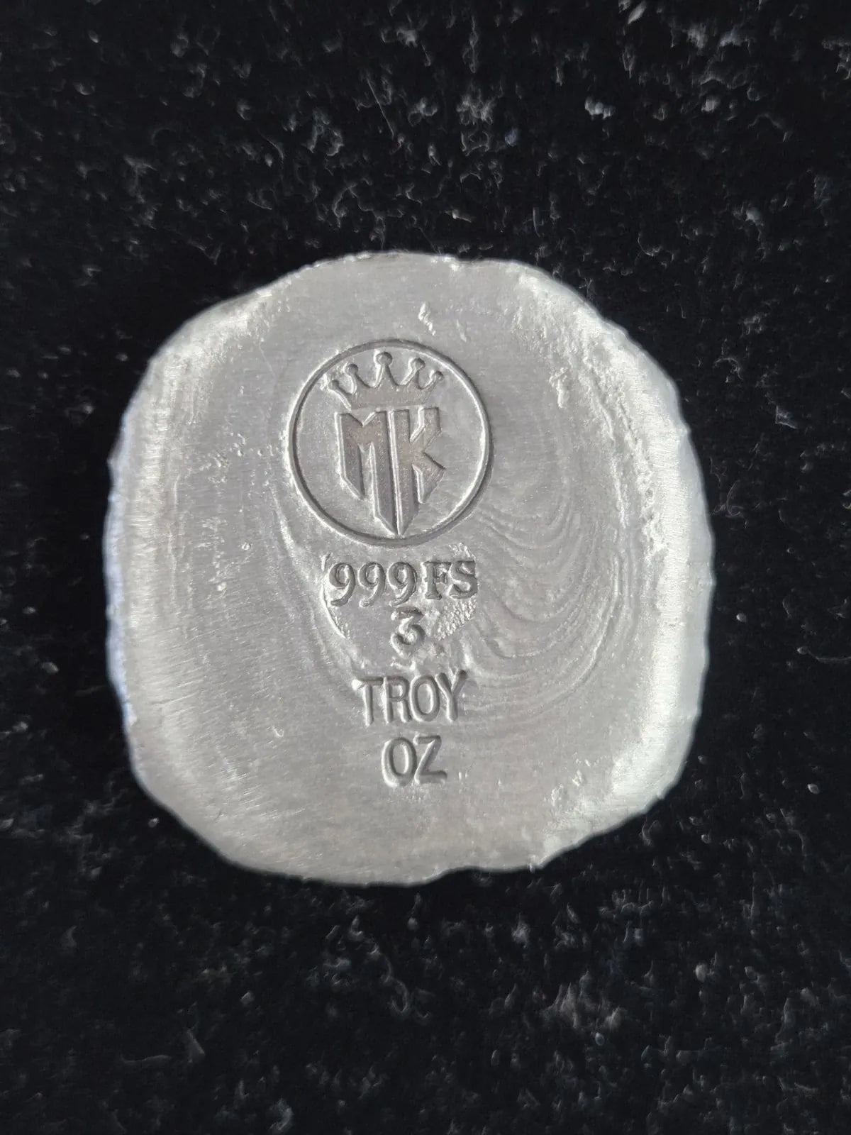 3 Troy Oz MK BarZ "Rose Skull" Hand Poured .999 FS - MK BARZ AND BULLION