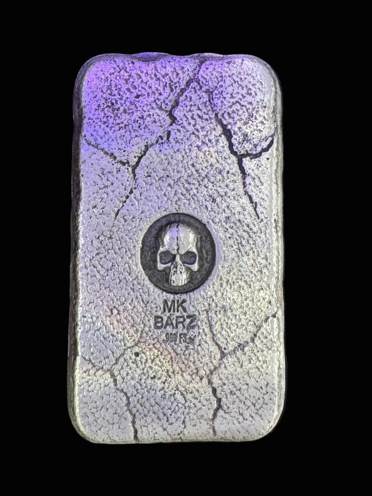 6.8 ozt MK BARZ "Peek A Boo Skull" Sandcast Hand Poured .999