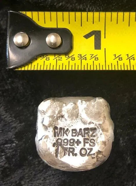 1 Troy Oz. MK BarZ "Burger“ Emoji Hand Poured .999 FS Bar - MK BARZ AND BULLION