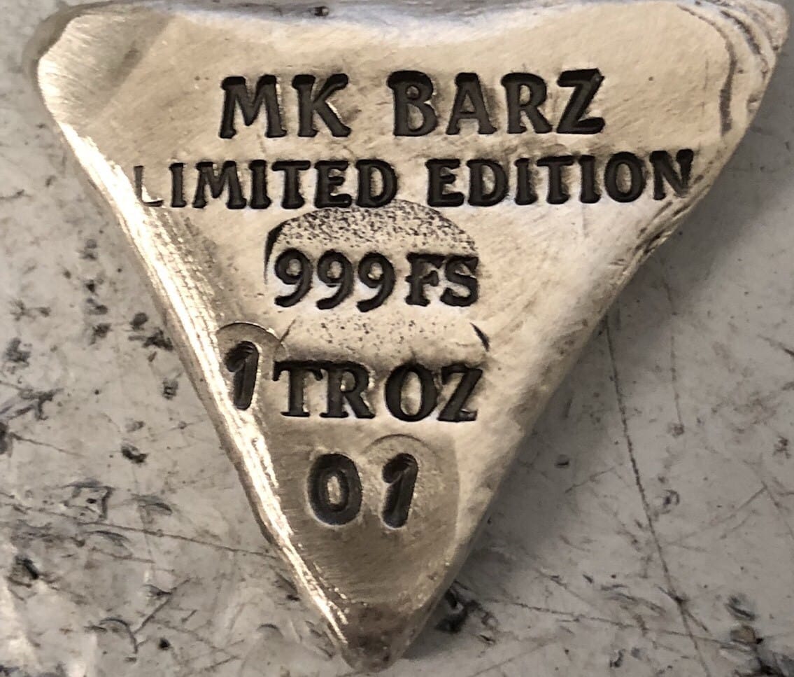 1 Ozt MK BarZ "SPIDER SKULL TRIANGLE" .999 FS HAND POURED Limited Edition - MK BARZ AND BULLION
