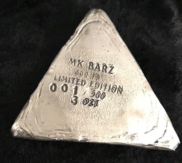 3 Troy Oz .999 FS MK BarZ " Captain's Triangle" LTD - MK BARZ AND BULLION