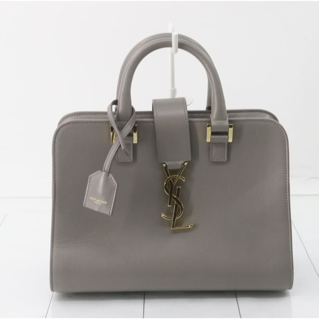 YSL Saint Laurent Gray Leather Baby Cabas 2-way Bag - Gray / Leather / Top handle bag