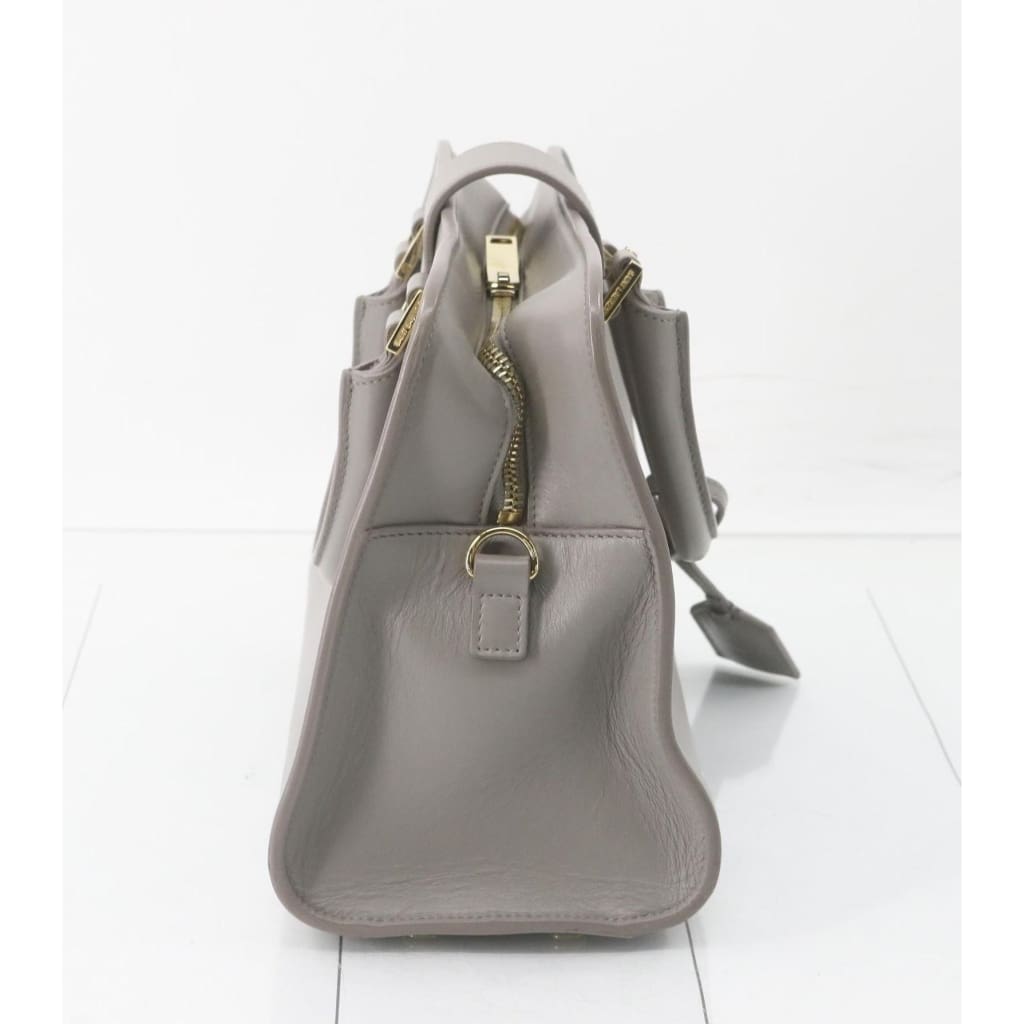 YSL Saint Laurent Gray Leather Baby Cabas 2-way Bag - Gray / Leather / Top handle bag