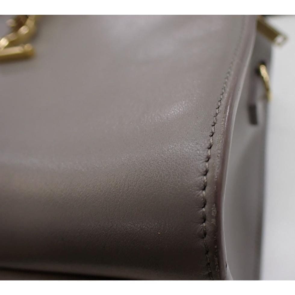 YSL Saint Laurent Gray Leather Baby Cabas 2-way Bag - Gray / Leather / Top handle bag