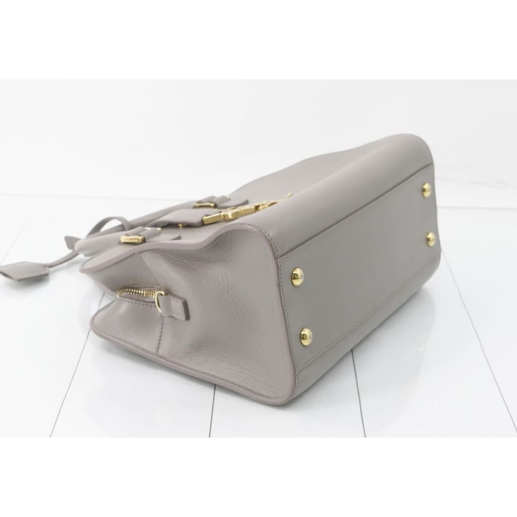 YSL Saint Laurent Gray Leather Baby Cabas 2-way Bag - Gray / Leather / Top handle bag
