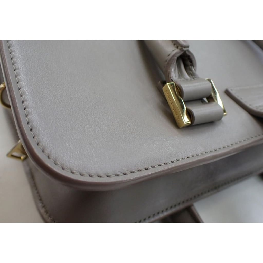 YSL Saint Laurent Gray Leather Baby Cabas 2-way Bag - Gray / Leather / Top handle bag