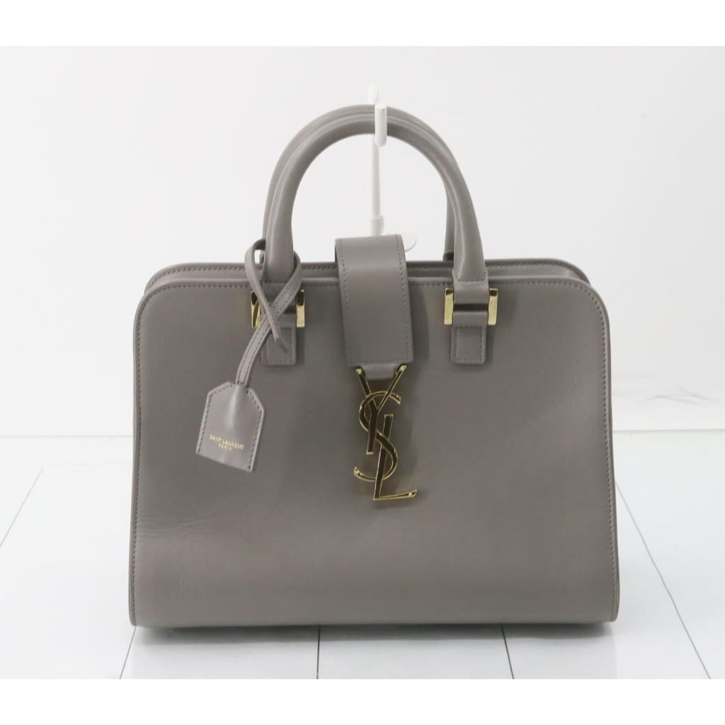 YSL Saint Laurent Gray Leather Baby Cabas 2-way Bag - Gray / Leather / Top handle bag
