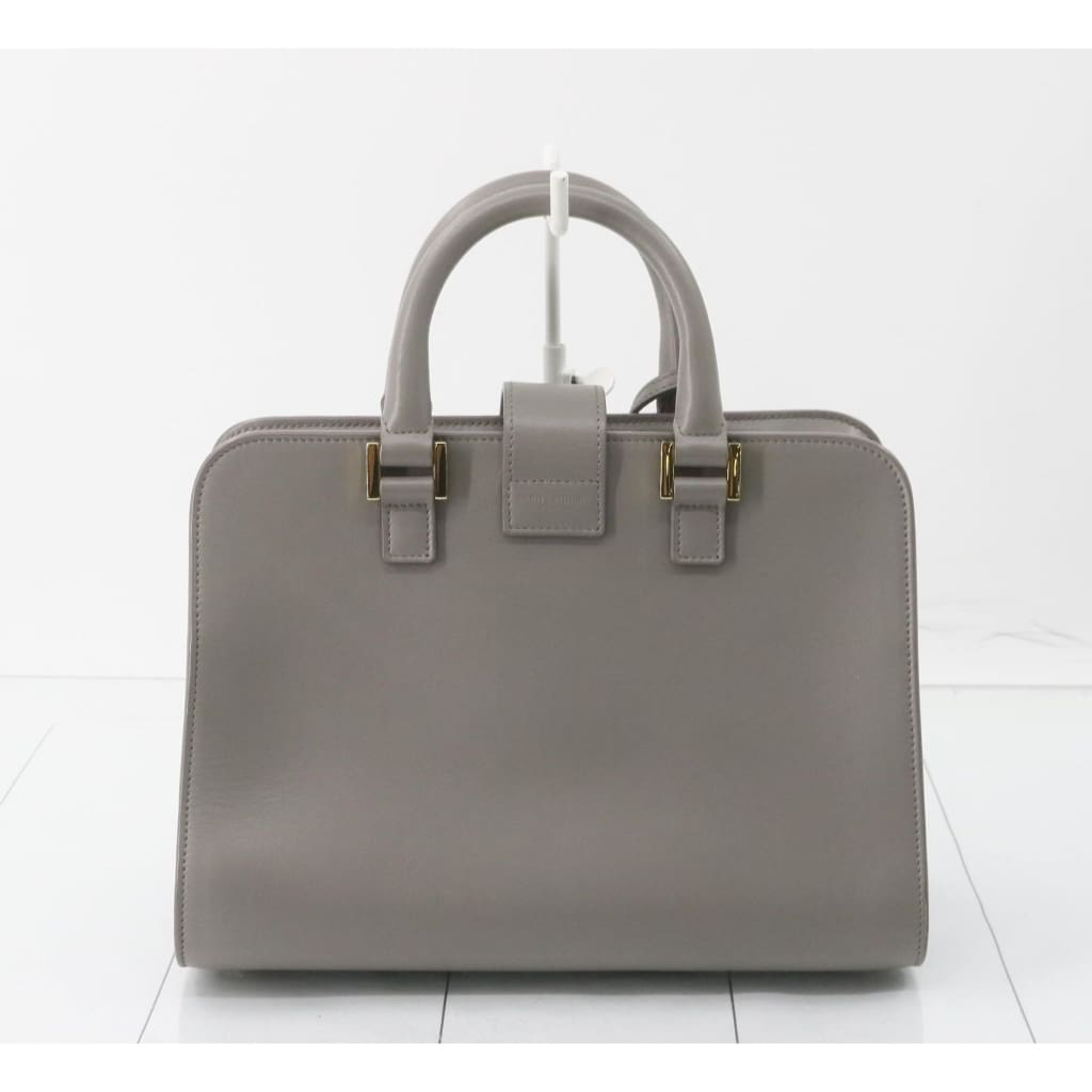 YSL Saint Laurent Gray Leather Baby Cabas 2-way Bag - Gray / Leather / Top handle bag